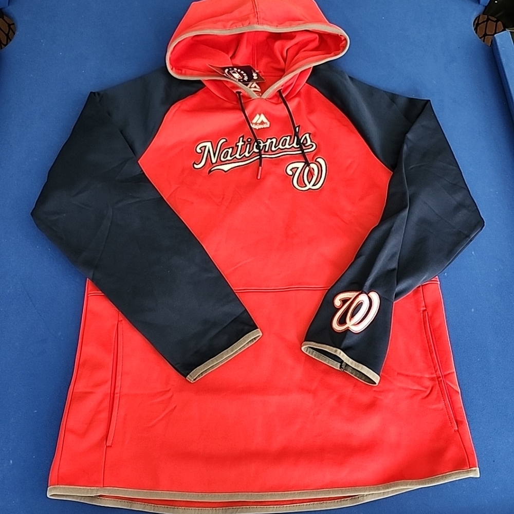 Large Majestic Washington Nationals Nats Pullover Hoodie L MLB Baseball